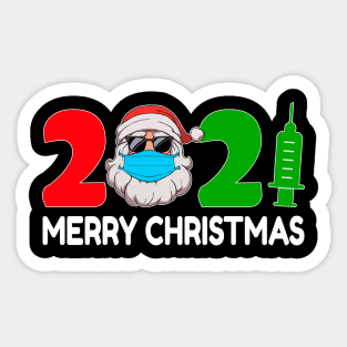 Vaccinated Merry Christmas 2021 Perfect Pajamas Family Sticker